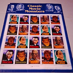 US 1996 Classic Movie Monsters 32 Cent Postage Stamp Sheet MNH Uncancelled