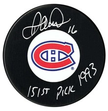 Darcy Tucker Autographed Montreal Canadiens Draft Inscribed Puck NO TARIFFS