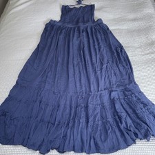R Vivimos Smocked Halter Open Back Tiered Maxi Dress Sz M Blue Summer Beach NWT