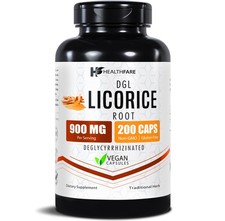 Licorice Root Capsules 900 mg 200 Count DGL Supplement Extract Ultra High Purity
