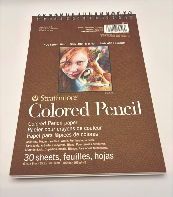 Strathmore 400 Series Colored Pencil Paper Pad 6”x8" Wire Bound 30 Sheets White