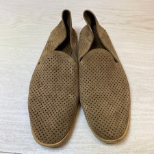 Pedro Garcia Womens 8.5 39 Loafers Perforated Tan Suede Leather Sole Slip On