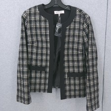 Kasper Open Front Plaid Crewneck Long Sleeve Suit Jacket Womens Size 6 READ