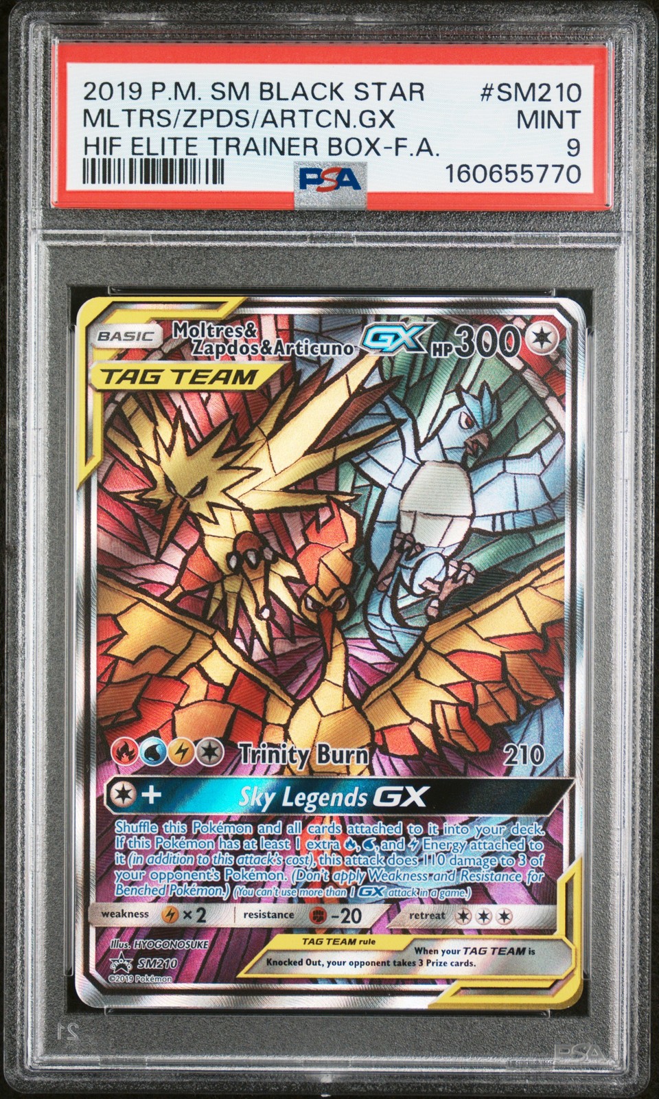 2019 POKEMON SM BLACK STAR PROMO FULL ART/MOLTRES & ZAPDOS & ARTICUNO GX PSA 9