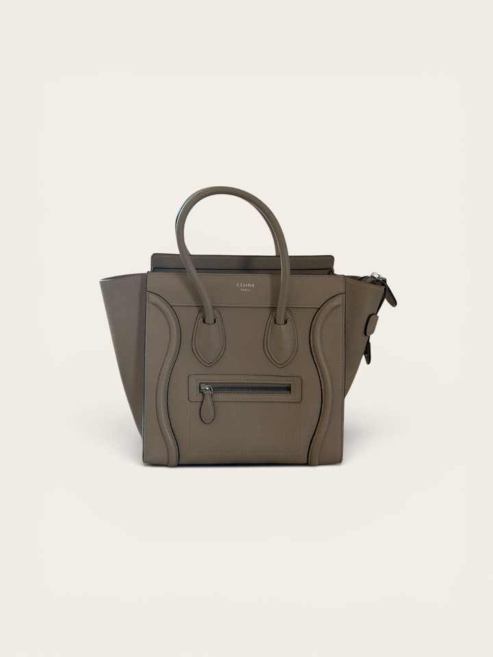 Celine Micro Luggage Tote in Taupe