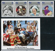 FIJI 531-35 SG701-04,MS705 MH 1985 Queen Mother set of 4+MS CV$6