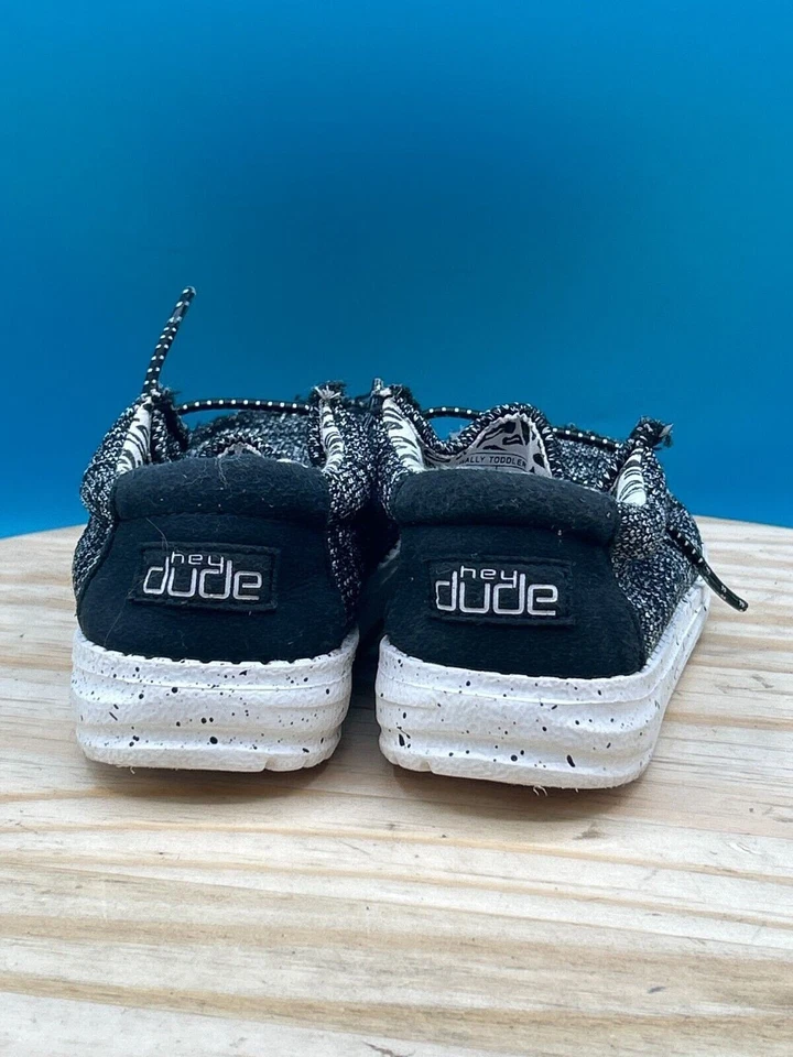 Mocasines patinadores Hey Dude Wally Sox niños pequeños talla 7M azul marino/blanco con cordones Hey Foto 3 de 4