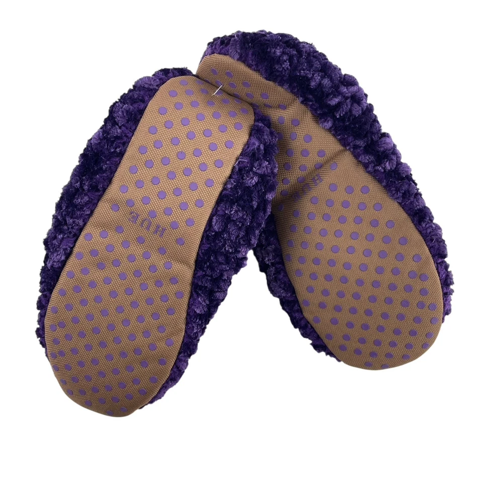HUE 芭蕾拖鞋女式大号 9 - 10 紫色梅丝绒针织全新全新全新全新无标签 — 第 2/4 张图片