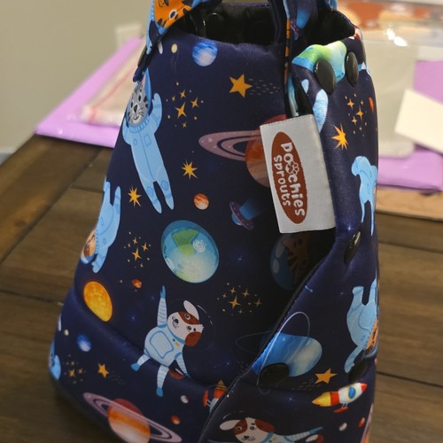 Poochies Sprouts Reusable L Dog Cone Collar Space Design EUC