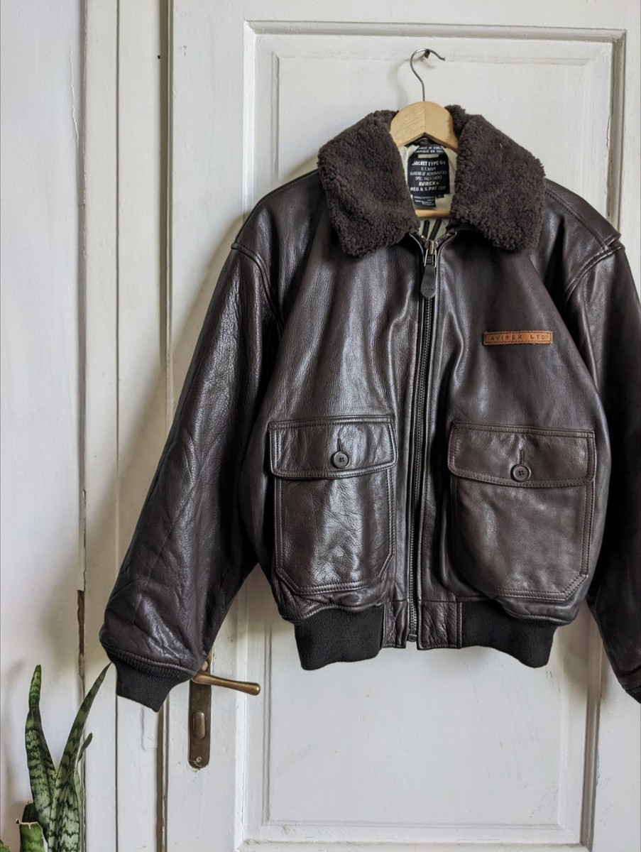 Vintage Avirex Type G-1 Brown Leather Jacket Made in Korea | eBay