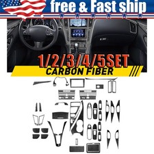 Fit Infiniti Q50 Q60 2014-2019 Carbon Fiber Full Interior Kit Cover Trim1-5set