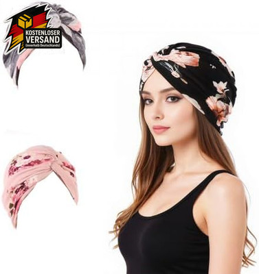 Damen Kopfbedeckung Set aus 3 leichte Sommermützen Blumenmuster Chemo Kopfverkle
