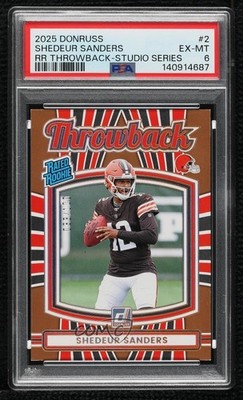2025 Donruss Rated Rookies Throwbacks Studio Series Shedeur Sanders PSA 6 RC 8d9