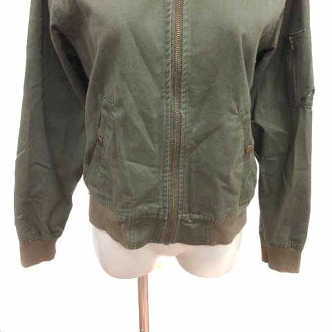 Double Closet W Jacket Blouson Zip Up Long Sleeve F Green YK