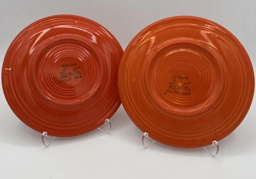 Vintage Fiesta Red Orange Bread Plates 6.25” HLC USA Uranium Set of 2