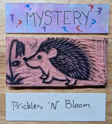 Mystery ACEO 2.5''x3.5'' - Linocut Print - Prickles 'N' Bloom - JaylynnSpydell