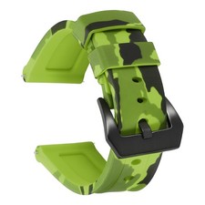 Silicone Watch Bands 24mm Soft Watch Band with Black Buckle, Camo Light Green