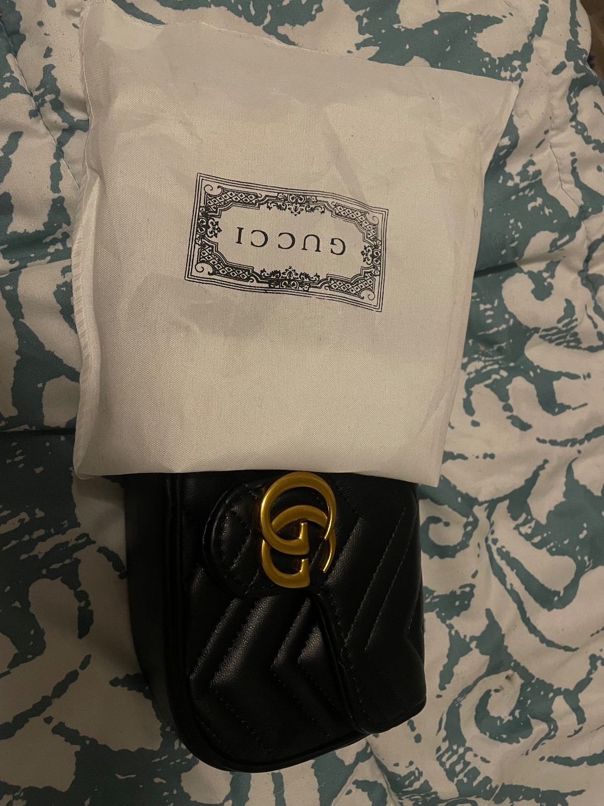 Gucci GG Marmont Mini Black Matelasse Chevron Chain Shoulder Bag Gold Accents image 3