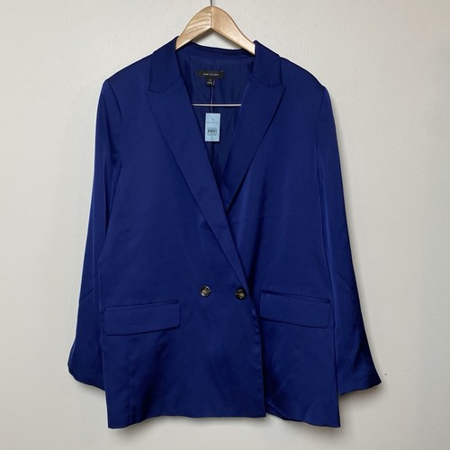 Ann Taylor Tailored Double Breasted Blazer Blue Silky Women’s 16P
