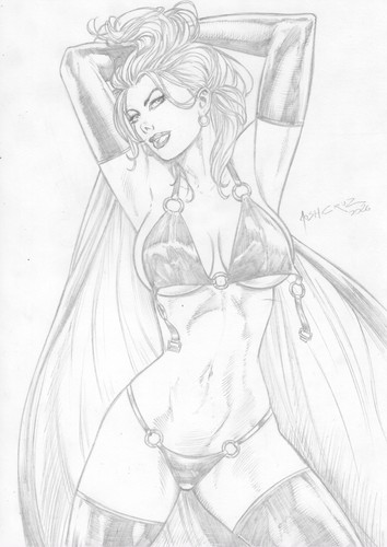 💥Black Queen (09"x12") comic art by Josh Cruz - TramaStudio💥