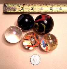 Large Glass Marbles. Lot of 5. View in the added video