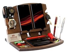 Wood Phone Docking Station – Ash Key Holder, Wallet & Watch Organizer