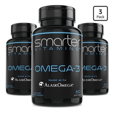 3 Pack SmarterVitamins Omega 3 Fish Oil Made With AlaskaOmega DHA EPA