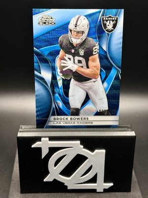 2025 Topps Chrome Black Football Brock Bowers Blue Wave /150 Raiders