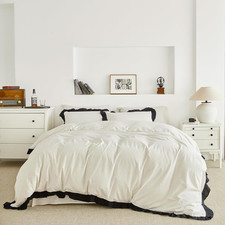 Ruffle Duvet Cover Queen 100 Washed Cotton Black Ruffled Duvet Cover 3 Pieces S