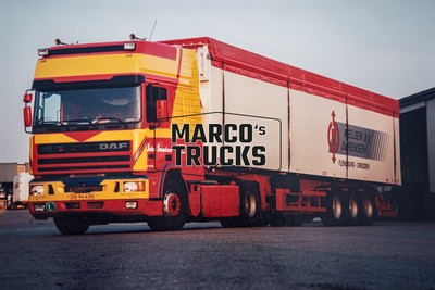 LKW Foto DAF 95 430 ATI Planensattelzug Dänemark rot John Svendsen NIELSE #e3fb