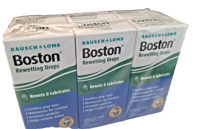 Bausch + Lomb Boston Rewetting Drops 0.33oz Kit RGP Lens Solution Pack of 6