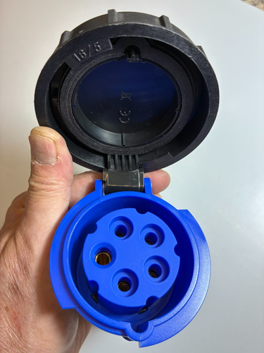 Pin & Sleeve CEE Cord Plug FEMALE 20A 250V 4-Pole 5-Wire IP67 9H PCE 21592-9 - Picture 2 of 12