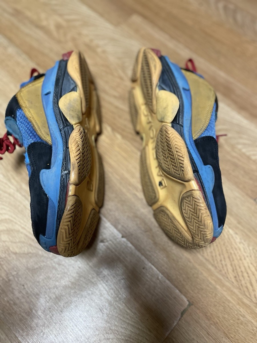 Balenciaga Triple S Sneaker Blue Orange Red Distressed Mens Size US 11 EU 44 View 3