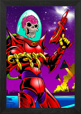 Horror Alien Invader Framed Wall Art Poster Canvas Print Picture