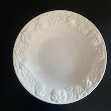 OVER AND BACK 13.5" x 3" Rimmed PASTA SERVING BOWL White Embossed ~ Rimmed