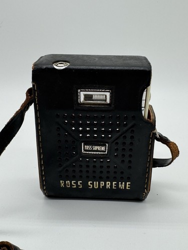 Radio a transistor Ross Supreme TPR 812 1961 vintage con supporto e custodia in pelle LEGGI