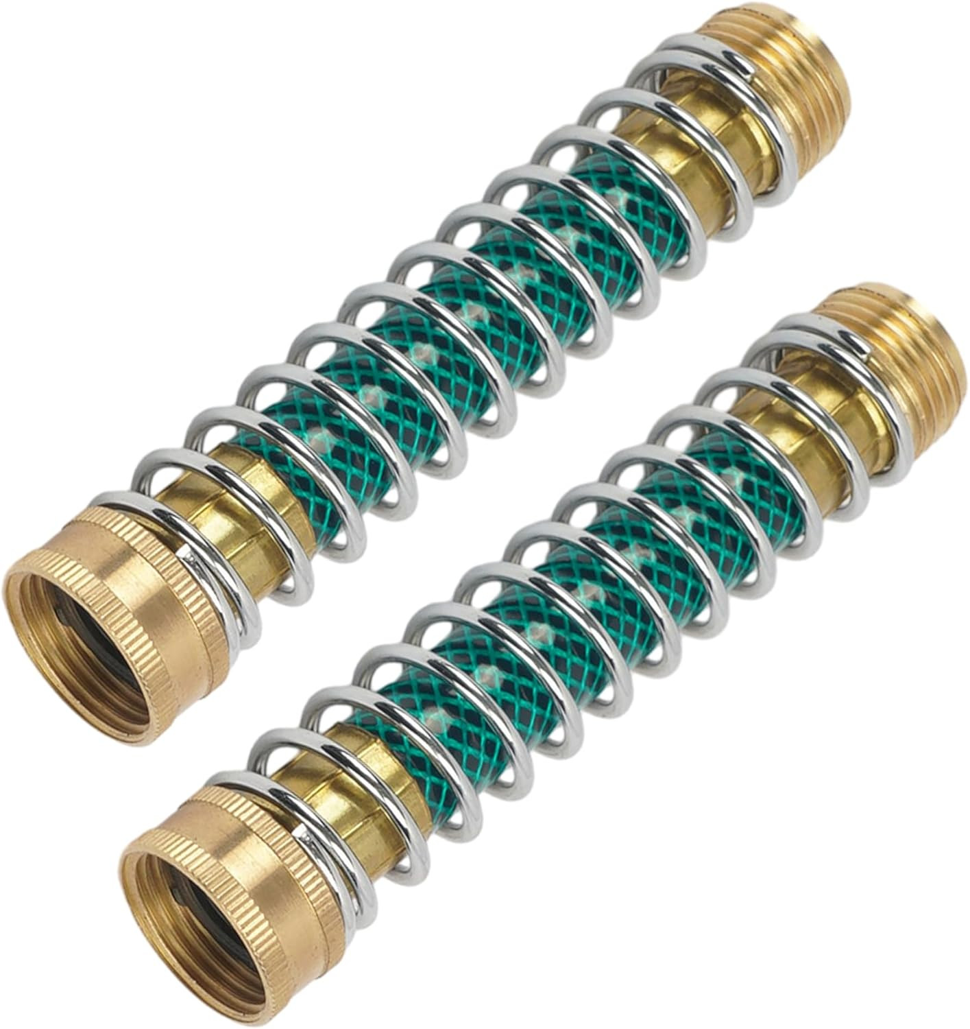 2 Pack Garden Hose Protector, Brass Hose Extension Adapter with Coil Spring, Gar