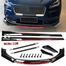 For Lincoln MKZ U Front Bumper Lip Spoiler Splitter Side Skirt Glossy Black