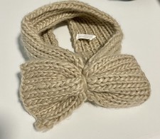 Chunky Knit Bow Headband Cream Winter Ear Warmer One Size