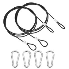 2Pcs 39 Inch Safety Cable Lock 304 Stainless Steel Security Wire Rope Black