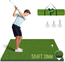 Premium 5x4 Ft Golf Hitting Mat with Non-Slip Base & 3 Tees for Indoor/Outdoor U
