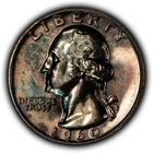 1960 25c Silver Washington Quarter Proof Coin - Colorful Toning - SKU-Y6323