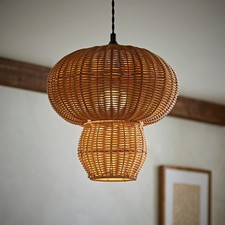 Portobello Rattan Mushroom Wicker Easy Fit Ceiling Light Shade Bedroom Lamp LED