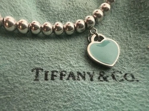 🔴 TIFFANY & CO. Pulsera de Cuentas Plata 925 Vintage Esmalte Corazón Dije Foto 2 de 4