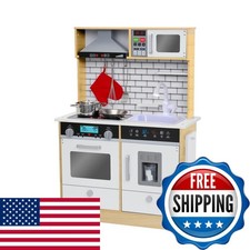 Lil' Jumbl Wooden Play Kitchen Range Hood Oven Sounds Natural Medium