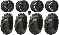 MSA Creed 14" Wheels Black 27" Mega Mayhem Tires Suzuki KingQuad