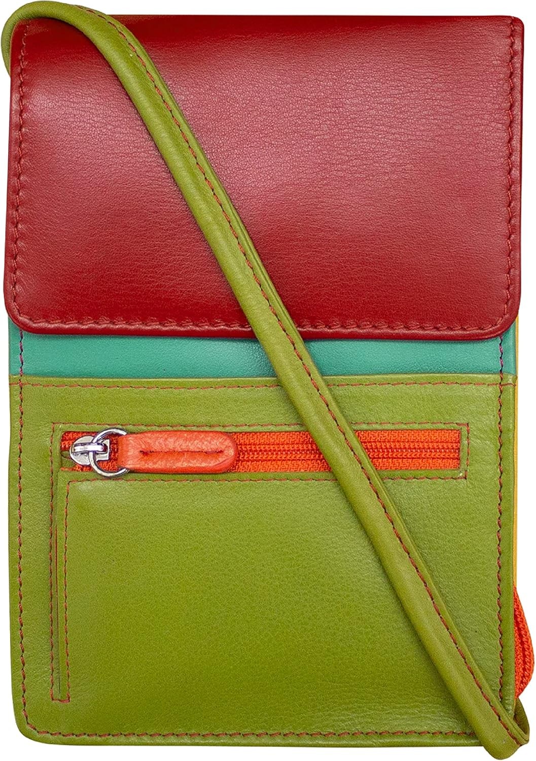 ili New York 6827 Genuine Leather Crossbody Organizer with RFID Citrus 