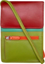 ili New York 6827 Genuine Leather Crossbody Organizer with RFID Citrus 