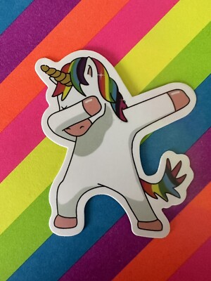 Dabbing Unicorn Matte Skate Sticker Skateboard Surf Journal Luggage
