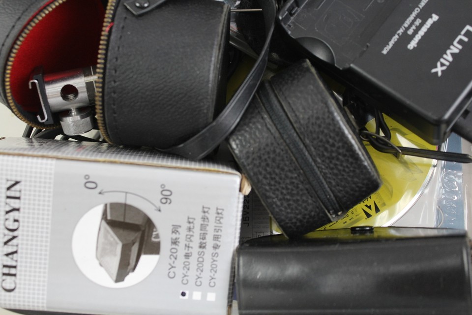 Assorted Camera Accessories Inc. Flashes, Converters, Lens Caps